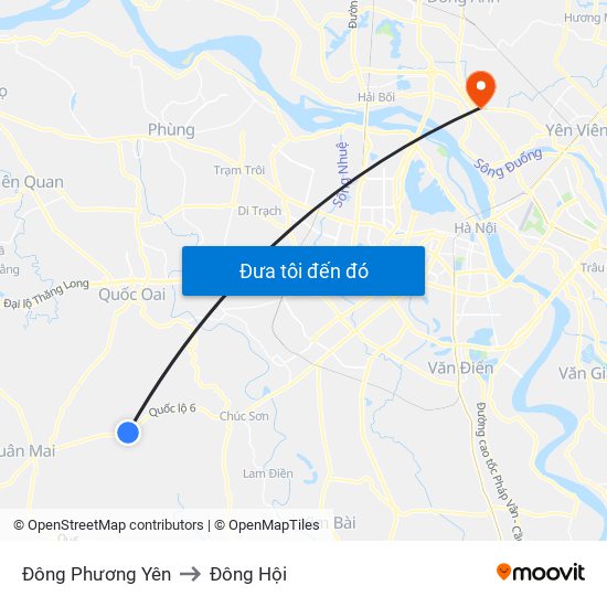 Đông Phương Yên to Đông Hội map