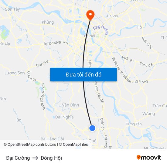 Đại Cường to Đông Hội map