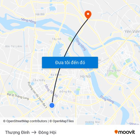 Thượng Đình to Đông Hội map