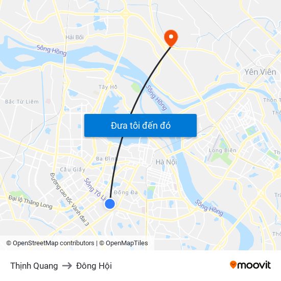 Thịnh Quang to Đông Hội map