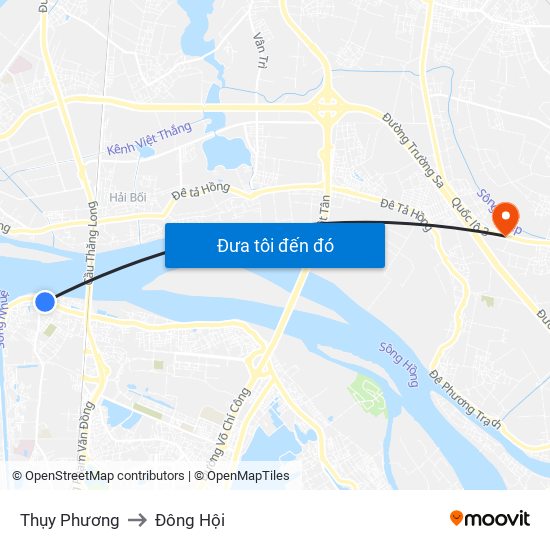 Thụy Phương to Đông Hội map