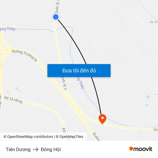 Tiên Dương to Đông Hội map