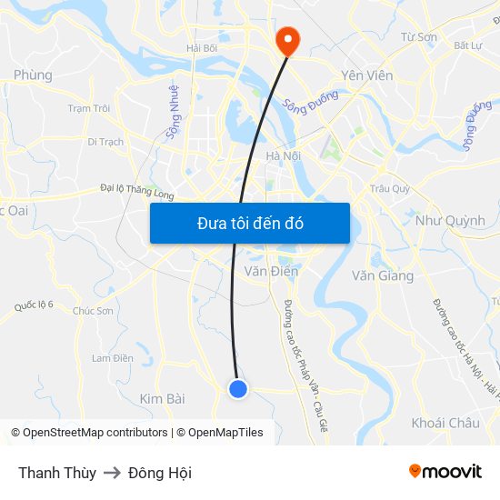 Thanh Thùy to Đông Hội map