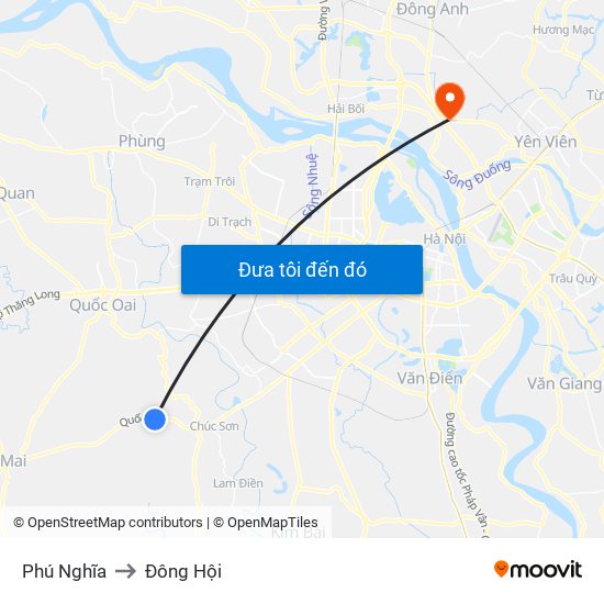 Phú Nghĩa to Đông Hội map