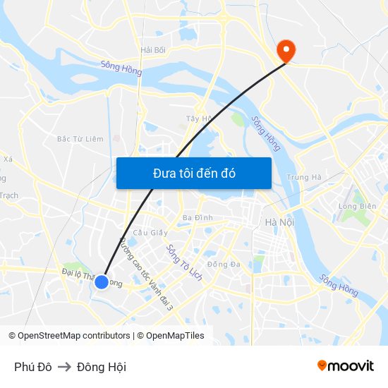 Phú Đô to Đông Hội map