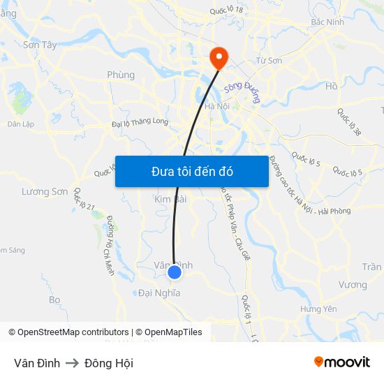 Vân Đình to Đông Hội map