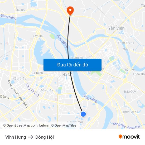 Vĩnh Hưng to Đông Hội map