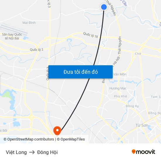 Việt Long to Đông Hội map