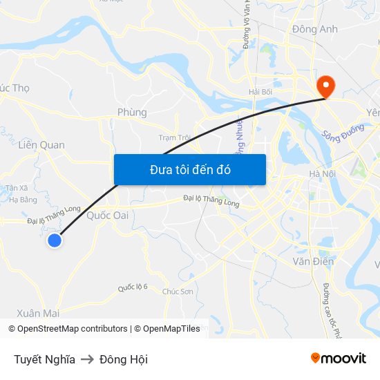 Tuyết Nghĩa to Đông Hội map