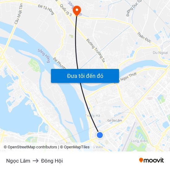 Ngọc Lâm to Đông Hội map