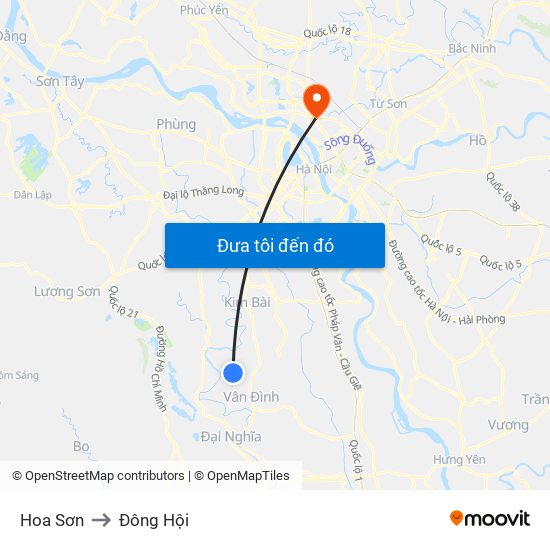 Hoa Sơn to Đông Hội map