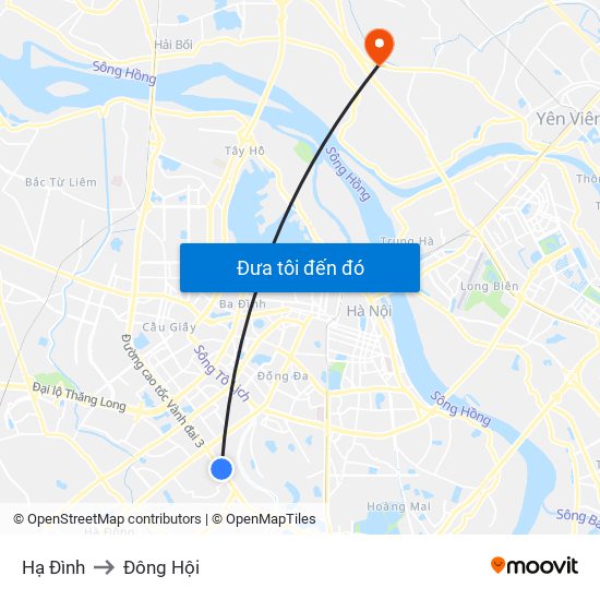 Hạ Đình to Đông Hội map