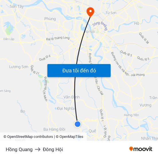 Hồng Quang to Đông Hội map