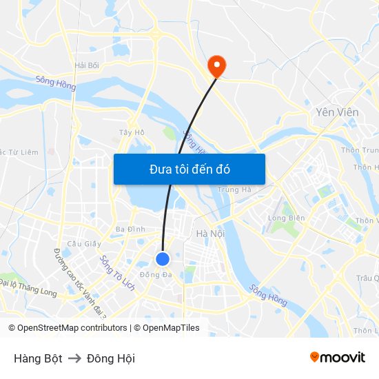 Hàng Bột to Đông Hội map