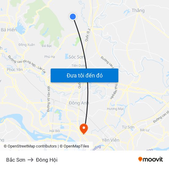 Bắc Sơn to Đông Hội map