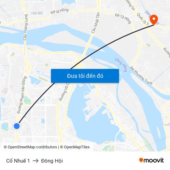 Cổ Nhuế 1 to Đông Hội map
