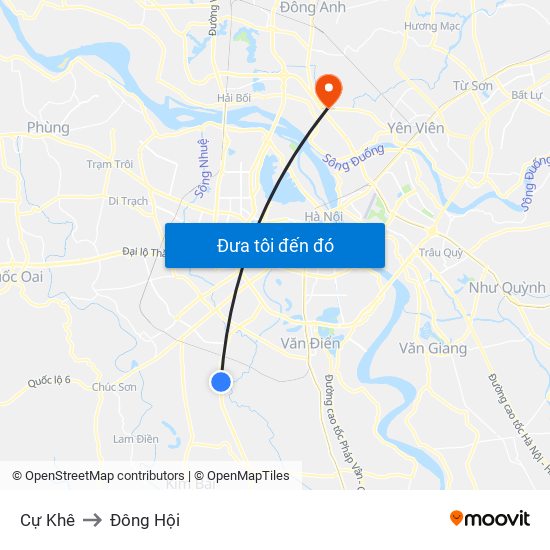 Cự Khê to Đông Hội map