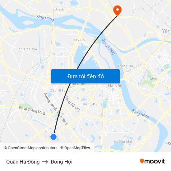 Quận Hà Đông to Đông Hội map