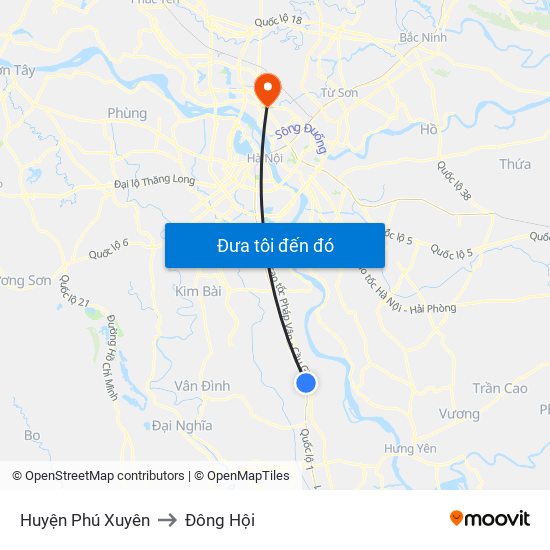 Huyện Phú Xuyên to Đông Hội map