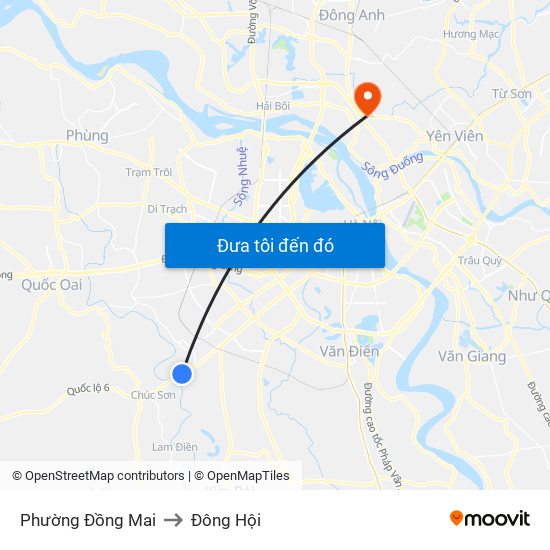 Phường Đồng Mai to Đông Hội map