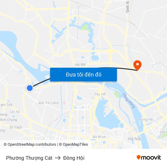 Phường Thượng Cát to Đông Hội map