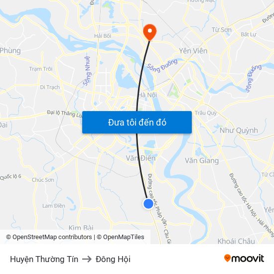 Huyện Thường Tín to Đông Hội map