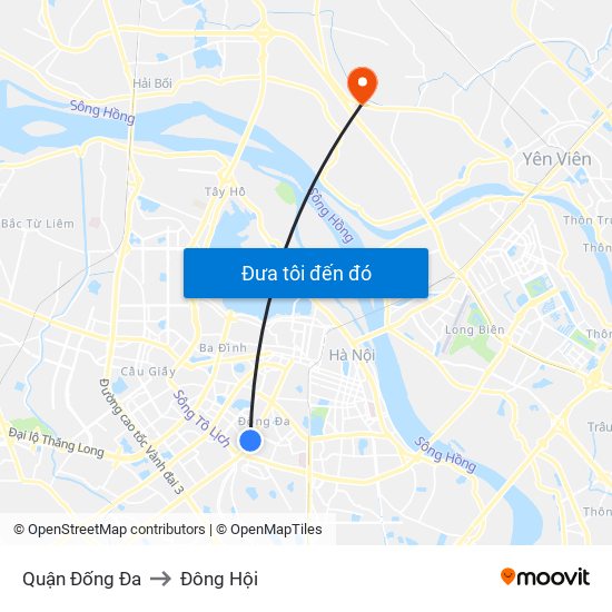 Quận Đống Đa to Đông Hội map