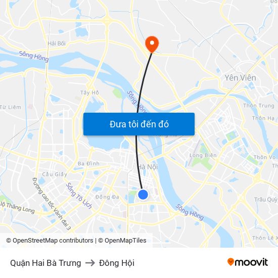 Quận Hai Bà Trưng to Đông Hội map