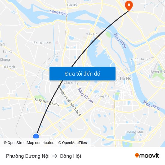 Phường Dương Nội to Đông Hội map
