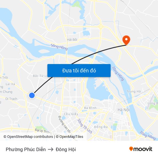 Phường Phúc Diễn to Đông Hội map