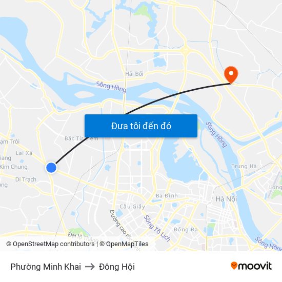 Phường Minh Khai to Đông Hội map