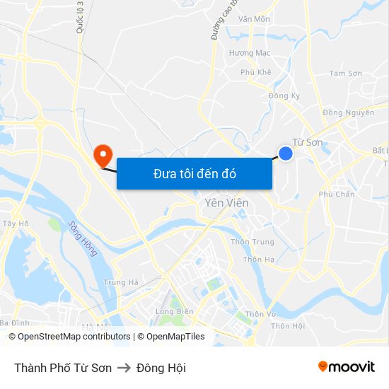 Thành Phố Từ Sơn to Đông Hội map