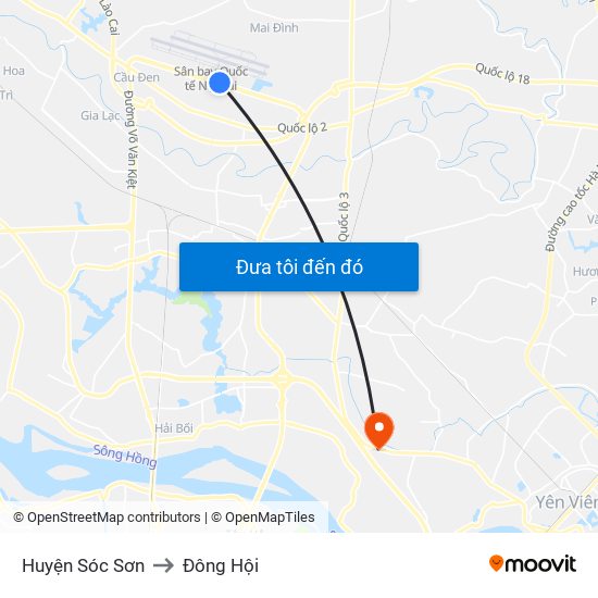 Huyện Sóc Sơn to Đông Hội map