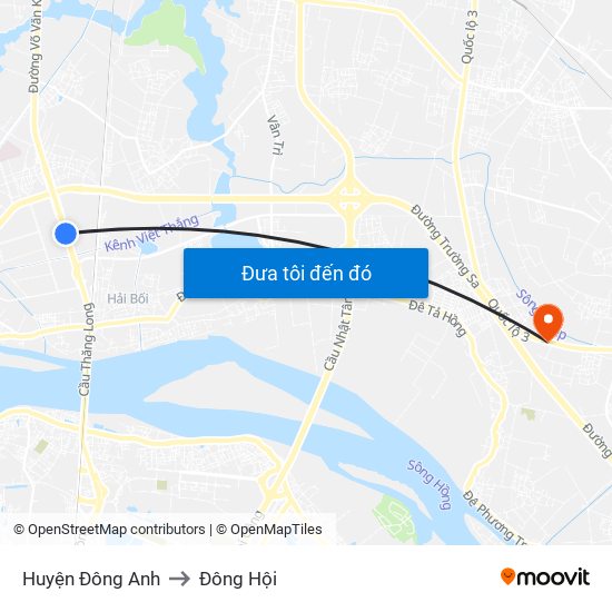 Huyện Đông Anh to Đông Hội map