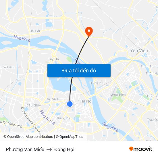 Phường Văn Miếu to Đông Hội map