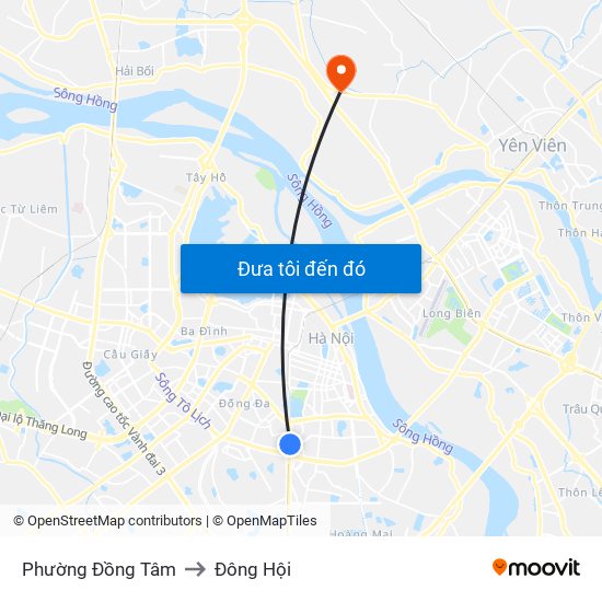Phường Đồng Tâm to Đông Hội map