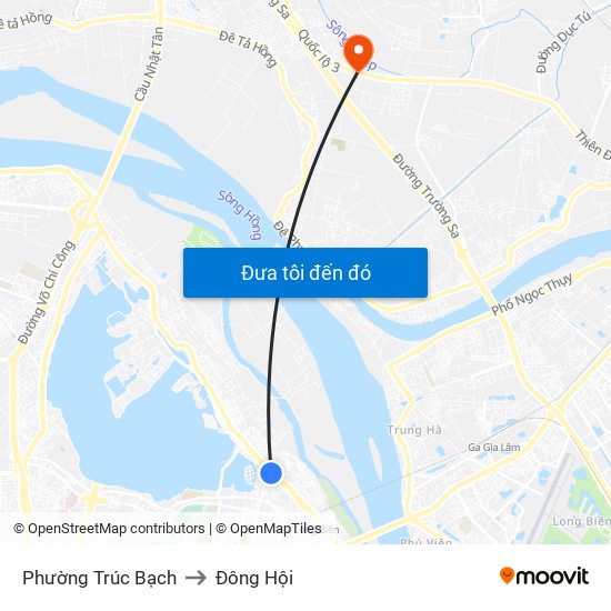 Phường Trúc Bạch to Đông Hội map