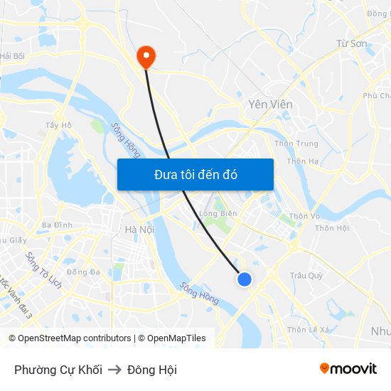 Phường Cự Khối to Đông Hội map