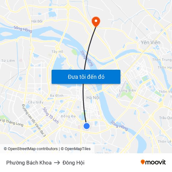 Phường Bách Khoa to Đông Hội map