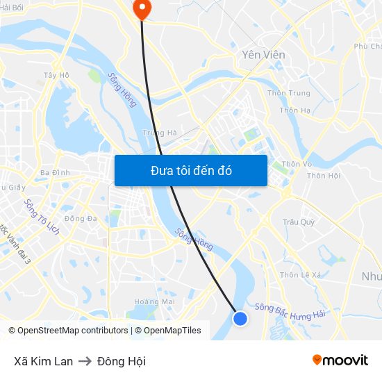 Xã Kim Lan to Đông Hội map