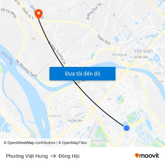 Phường Việt Hưng to Đông Hội map