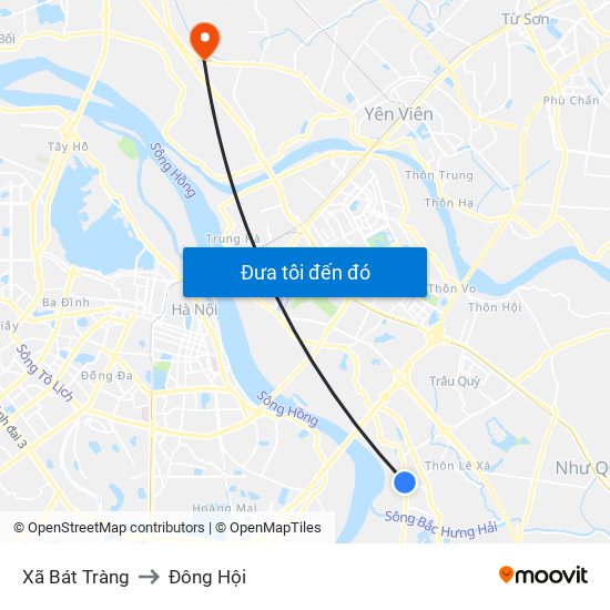 Xã Bát Tràng to Đông Hội map