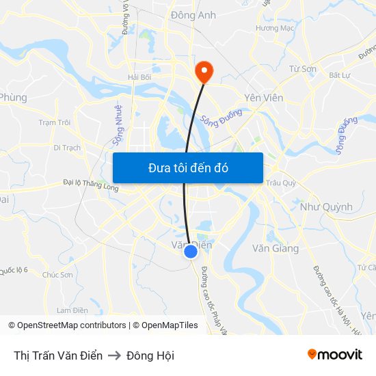 Thị Trấn Văn Điển to Đông Hội map