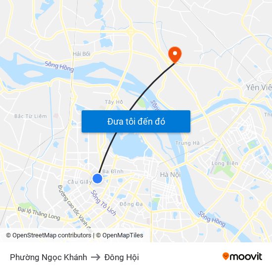 Phường Ngọc Khánh to Đông Hội map