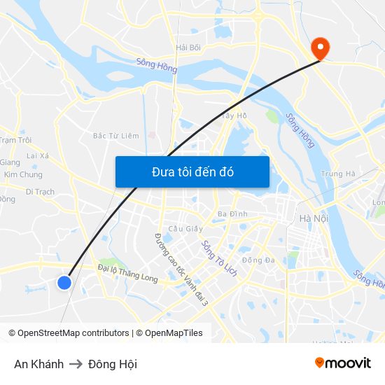 An Khánh to Đông Hội map