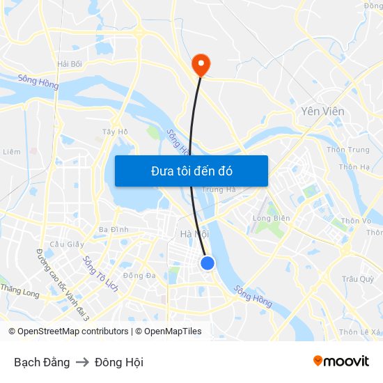 Bạch Đằng to Đông Hội map