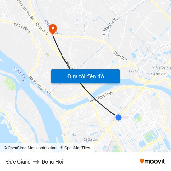 Đức Giang to Đông Hội map