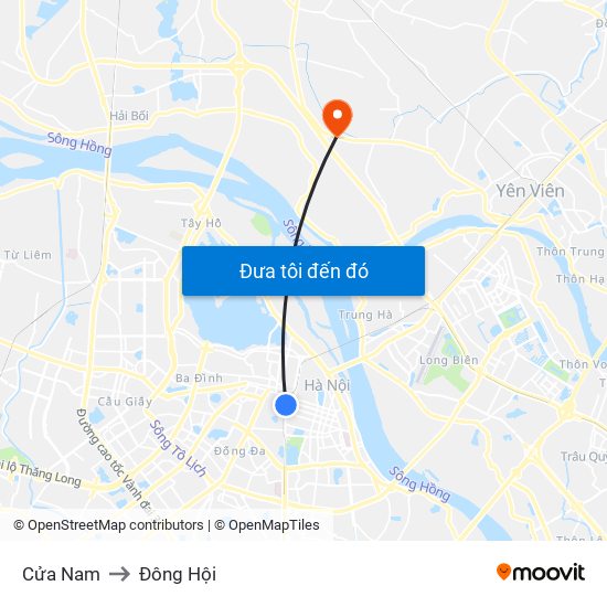 Cửa Nam to Đông Hội map