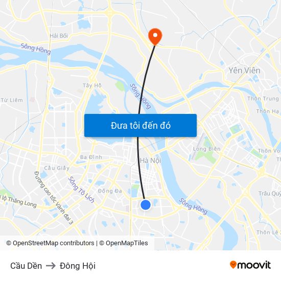 Cầu Dền to Đông Hội map