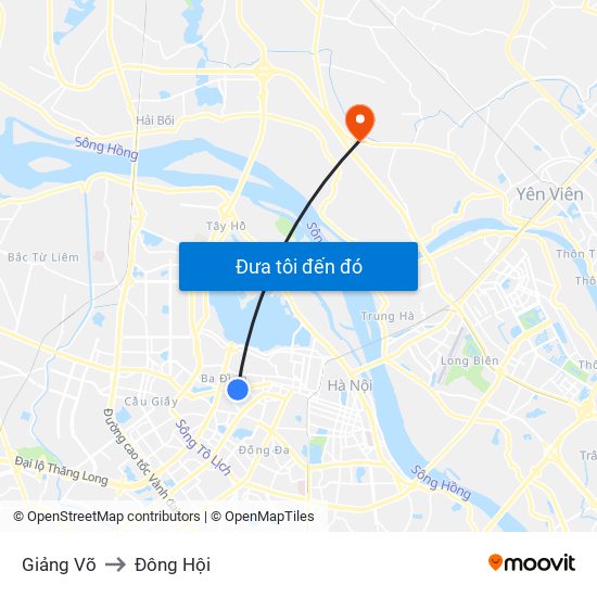 Giảng Võ to Đông Hội map